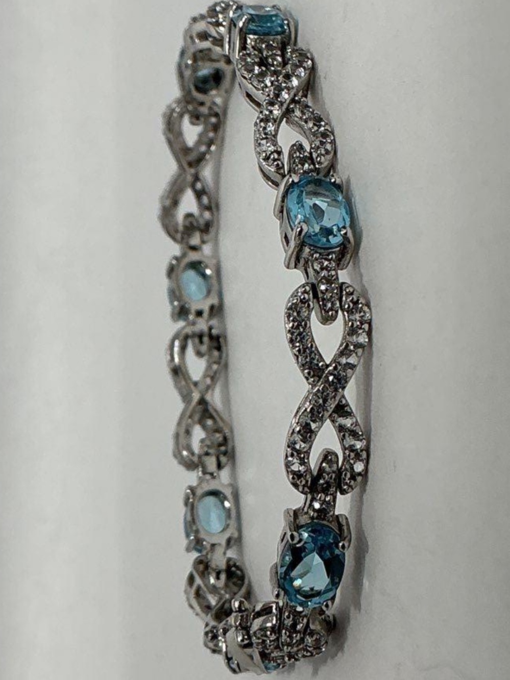 Women’s 925 Sterling Silver Aqua and Spinel Tennis Bracelet